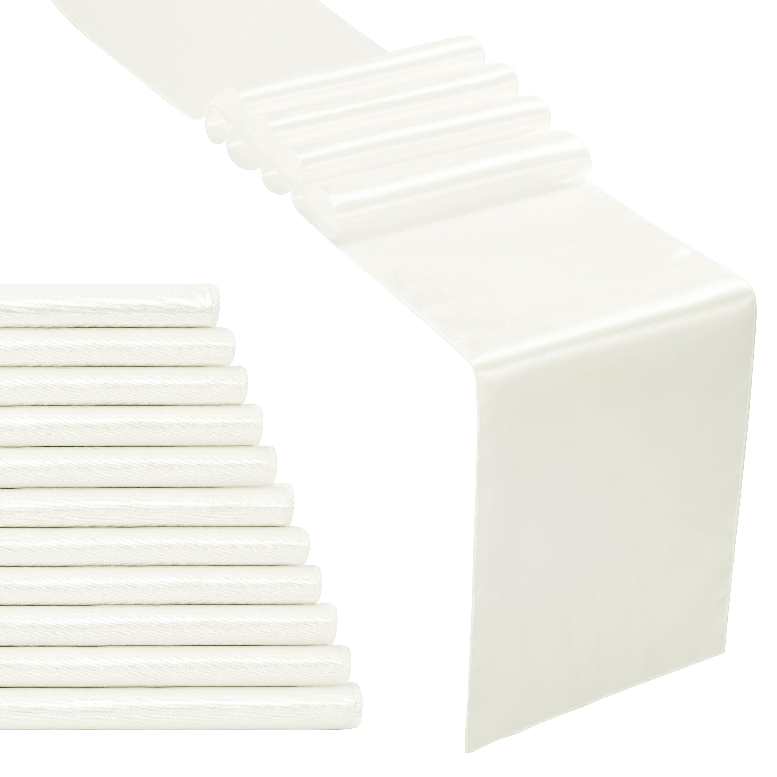 Chemin de table en satin blanc cassé 30x274 cm pour mariage et banquet | Lot de 12