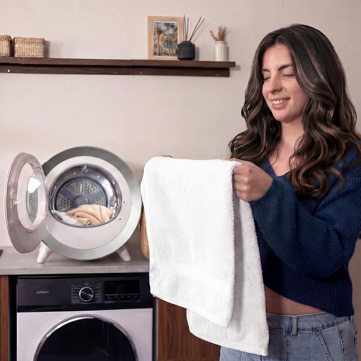 Cecotec Kompakter Ablufttrockner 3kg Bolero DressCode Dry 3500V Gold, 8 Programme, Klasse A, Intelligente Automatische Trocknung, Touch-Steuerung, UV Care Funktion, Dry Shoe Rack und Delay Start, Weiß