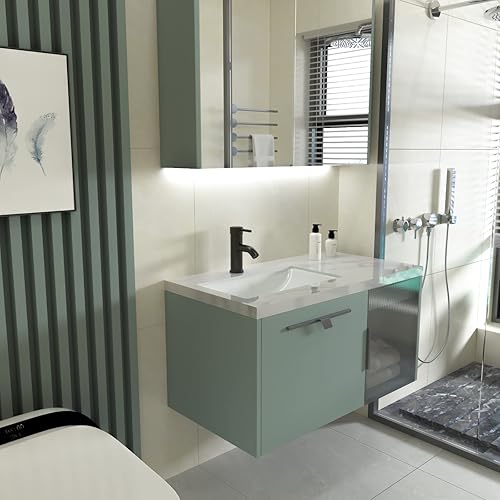 Miniatura 3 de Grifo de fregadero de recipiente negro para baño, grifo de fregadero de barril alto de una sola manija, un agujero, grifo de lavabo de baño de latón