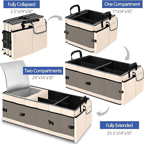 Miniatura 5 de Organizador de maletero con bolsa térmica integrada a prueba de fugas, organizador de carga plegable para SUV con tiras inferiores antideslizantes,