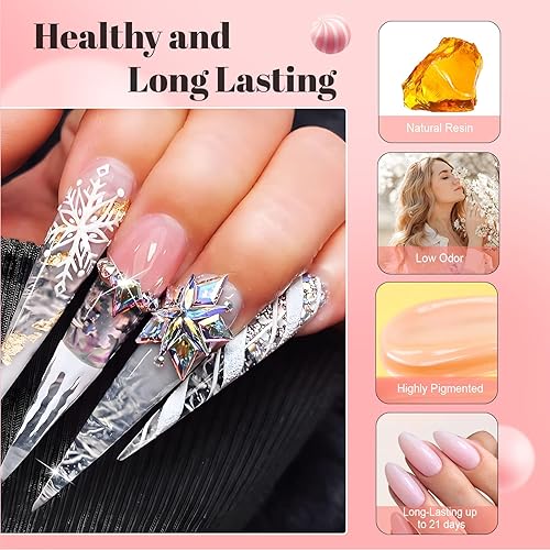 Miniatura 7 de JOSLOVE Kit de gel de uñas de polietileno, 2 unidades, kits de gel de uñas de polietileno con luz UV, kit de iniciación de colores nude