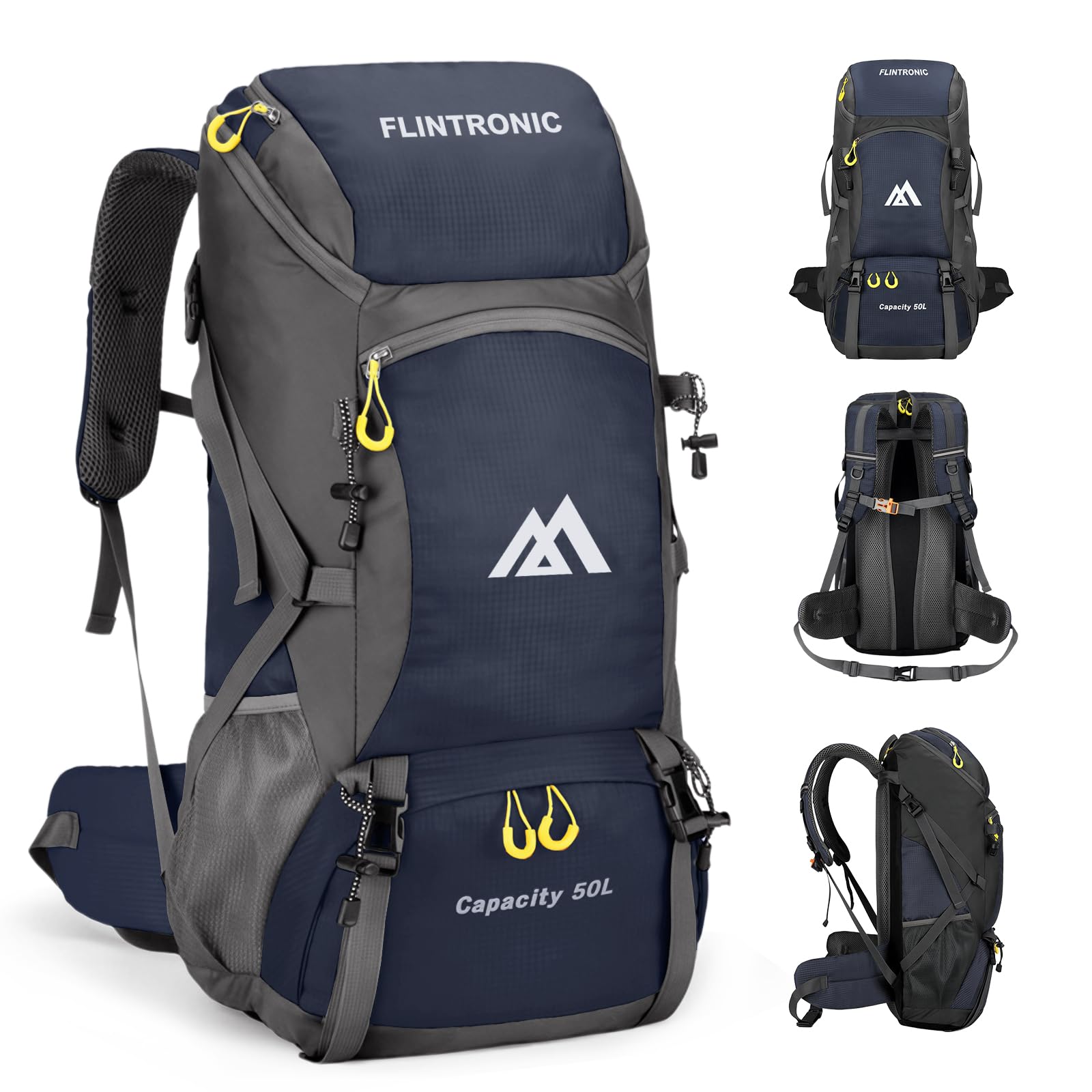 flintronic 50L Backpack, Ultra Lightweight Large Capacity Hiking Backpack, Waterproof Foldable Rucksack for Men Women Hiking Travelling Camping Outdoor Sports (Blue)