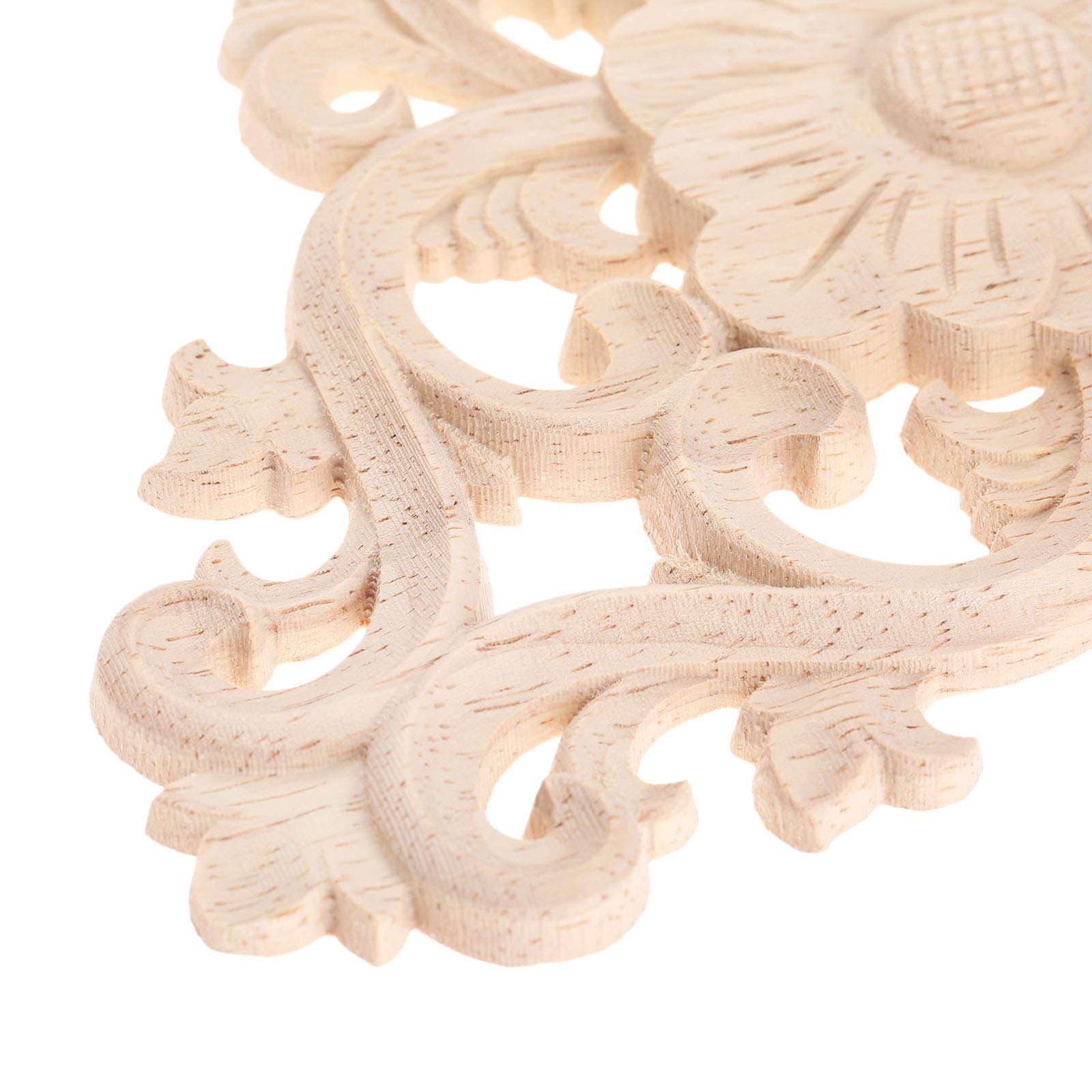 Wood Carved Appliques, 1Pc Wooden Decorative Onlays, MUXSAM Unpainted Furniture Center Decals for Cabinet Dresser Bed Door Wall Wardrobe Ceiling Decoration Home DIY Project, 21x15cm/8.27"x5.9"