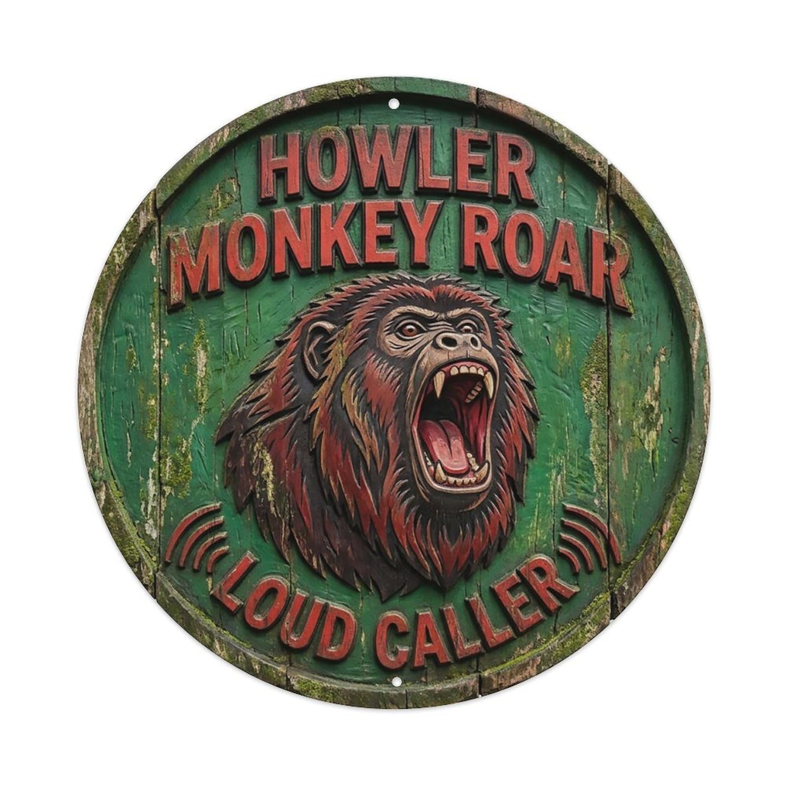 Cxhjca 8X8inch(20X20cm) Howler Monkey Roar Loud Caller Metal Tin Sign