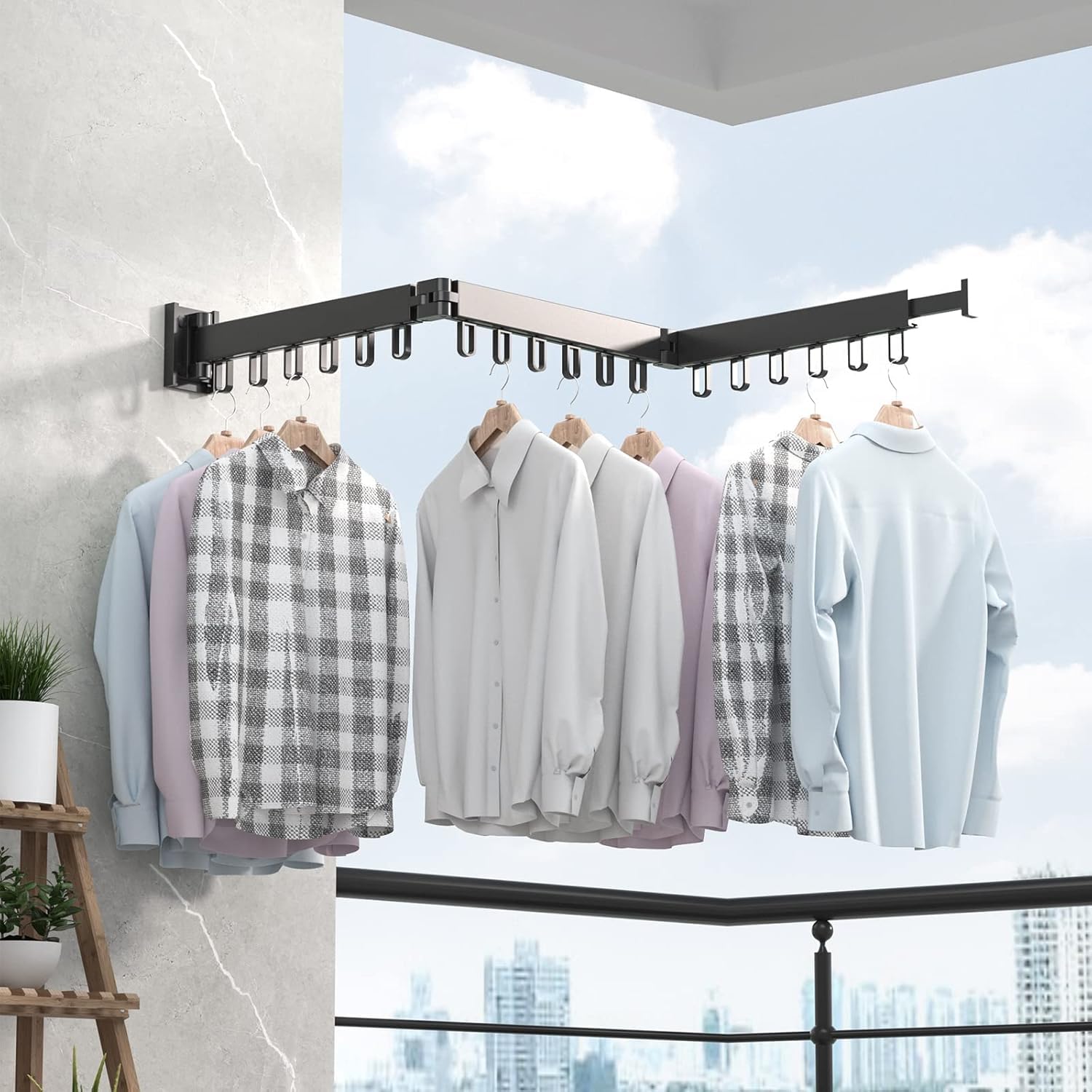 Foldable Wall-Mounted Clothes Drying Rack 3 Fold - Space-Saving Aluminium Airer