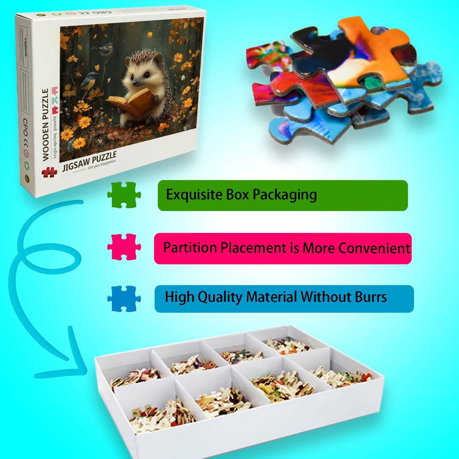 Puzzle 2000 Teile Tier, Holzpuzzle Erwachsene, Klassisches Lernspiel Puzzle Igel, Groß Impossible Jigsaw Puzzles, Wunderschönes Deko Puzzes und Geschenke, Bastelset Erwachsene 99.5 X 70.5cm 8p-78