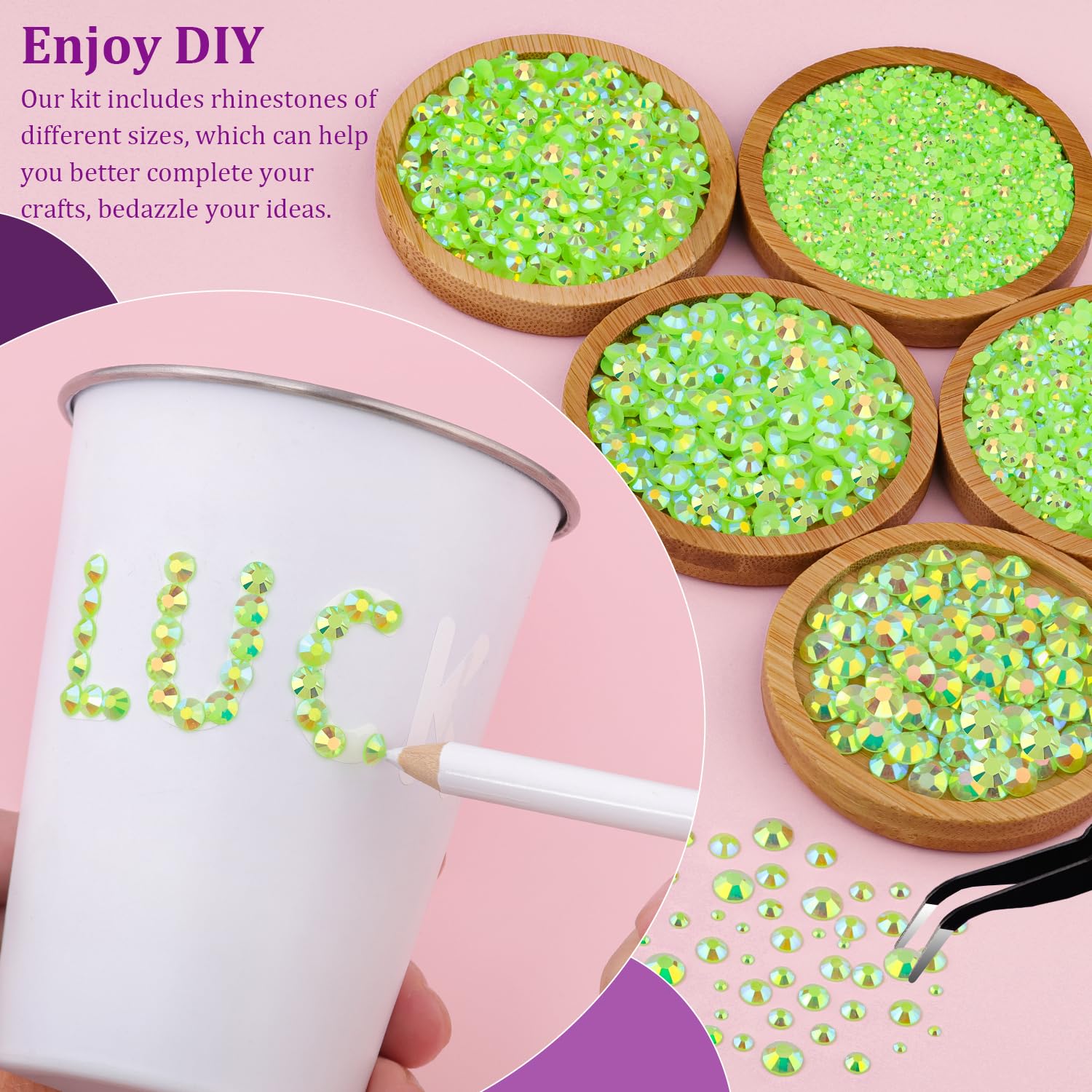 32000Pcs Resin Rhinestones for Bedazzling, Silver Clear Flatback Gems for Diamond Art, Crystal Bedazzler Kit with 3Pcs 10ml B7000 Jewelry Glue for Nail Art Crafting Clothing Book Makeup