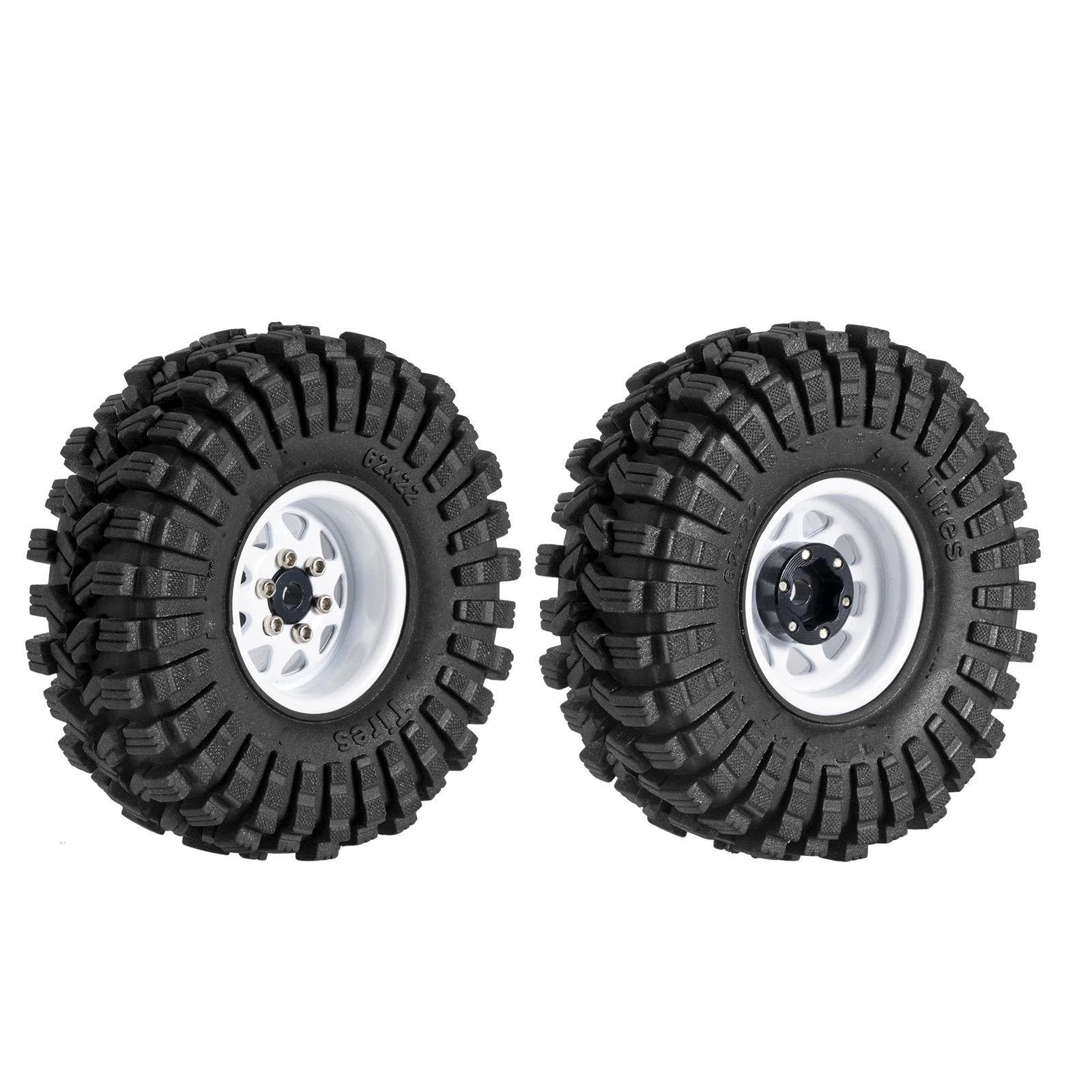 Neumáticos RC para Axial para SCX24 FMS FCX24 TRX4M 1/18 1/24 RC Crawler Car -3,78 Mm Offset 1,0 "Beadlock Llantas Juego De Neumáticos Neumático Goma(Yellow)