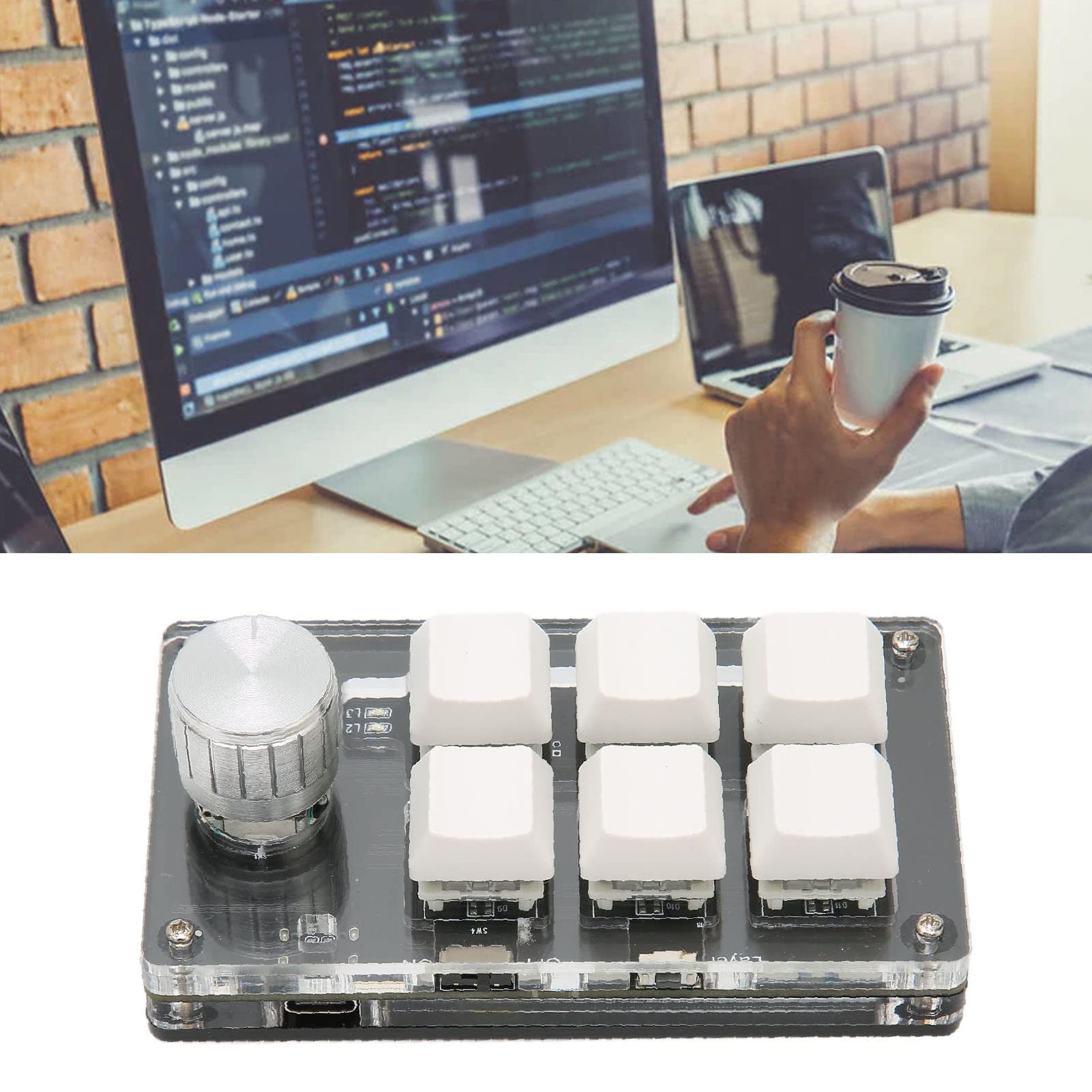 Aramox Mini Tastiera, Connessione a Doppia modalità Plug And Play Tastiera a Una Mano Comunemente Usata Tasto Blu Generale 6 Tasti per Computer (#2)