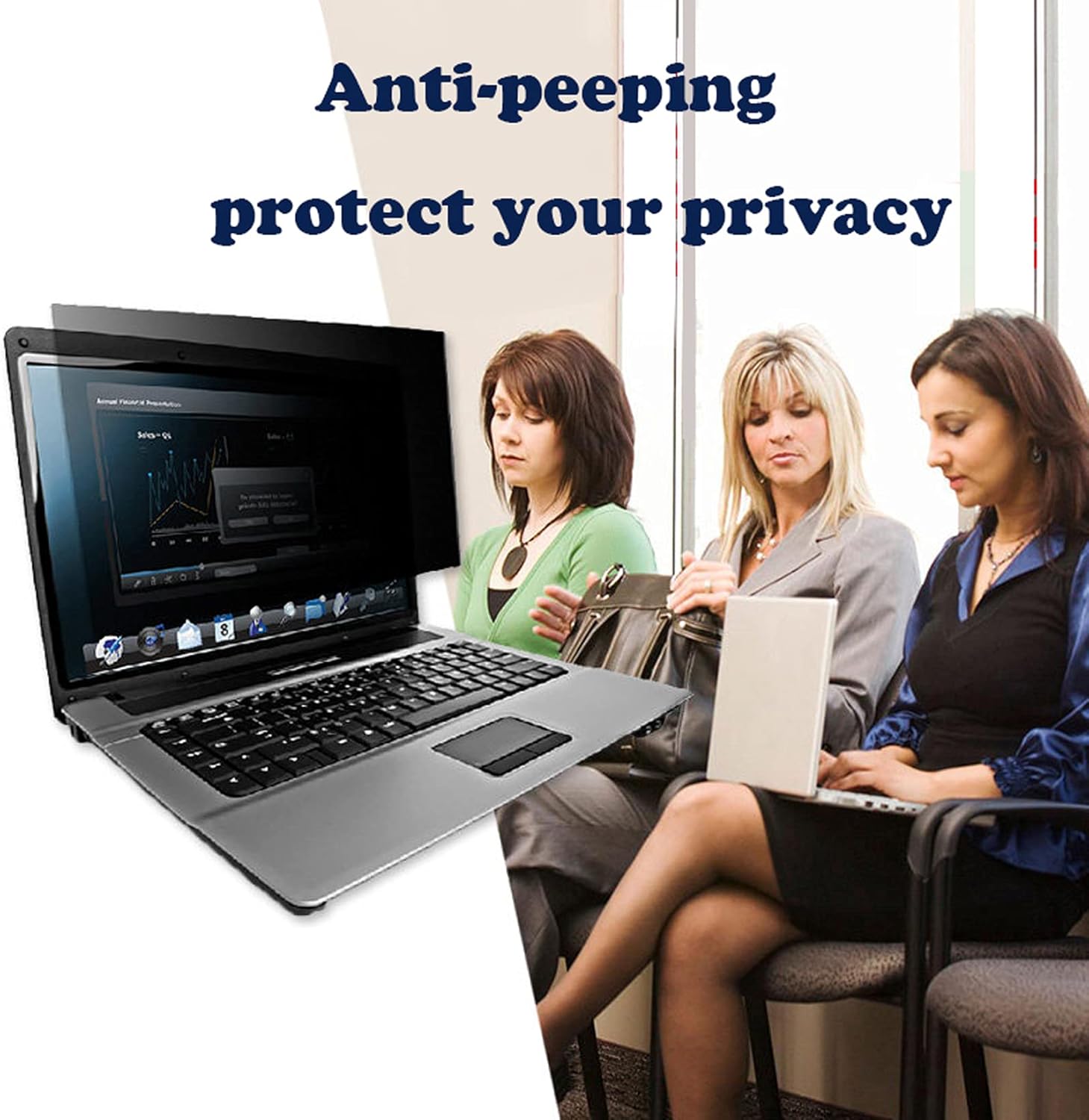 WLWLEO 27 inch Computer Privacy Screen Filter, Hanging Removable Acrylic Screen Protector Panel, Anti Blue Light ＆ Anti Glare Eye Protection Filter Film,Easy Installation