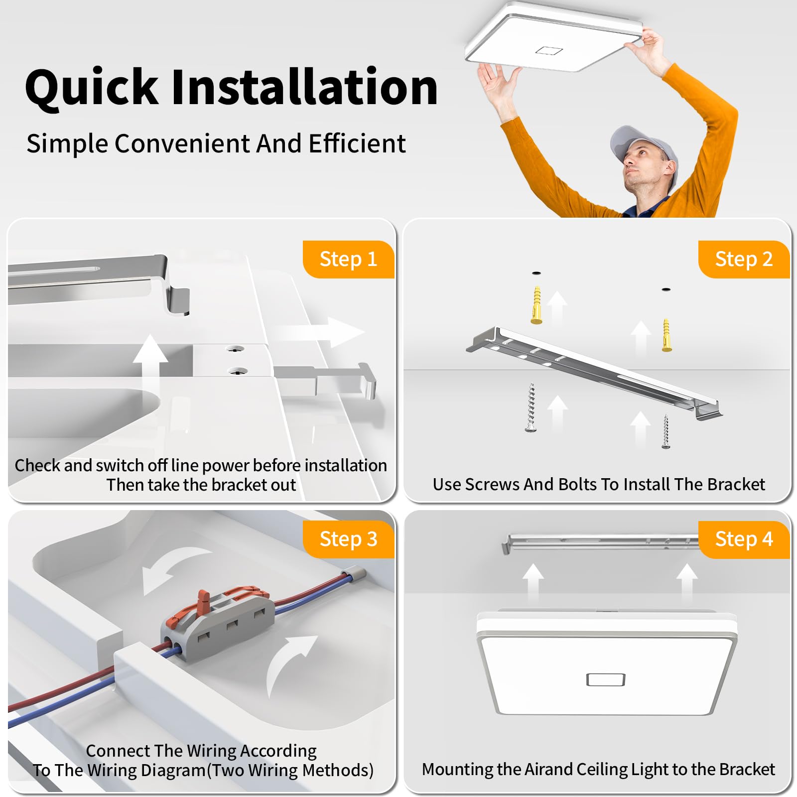 Airand Deckenleuchte LED Deckenlampe Bad 24W 2050LM Badlampe Hell Badezimmer Lampe 3000K warmweiß Moderne Decke Leuchte für Schlafzimmer Küche Balkon Keller Flur Feuchtraum