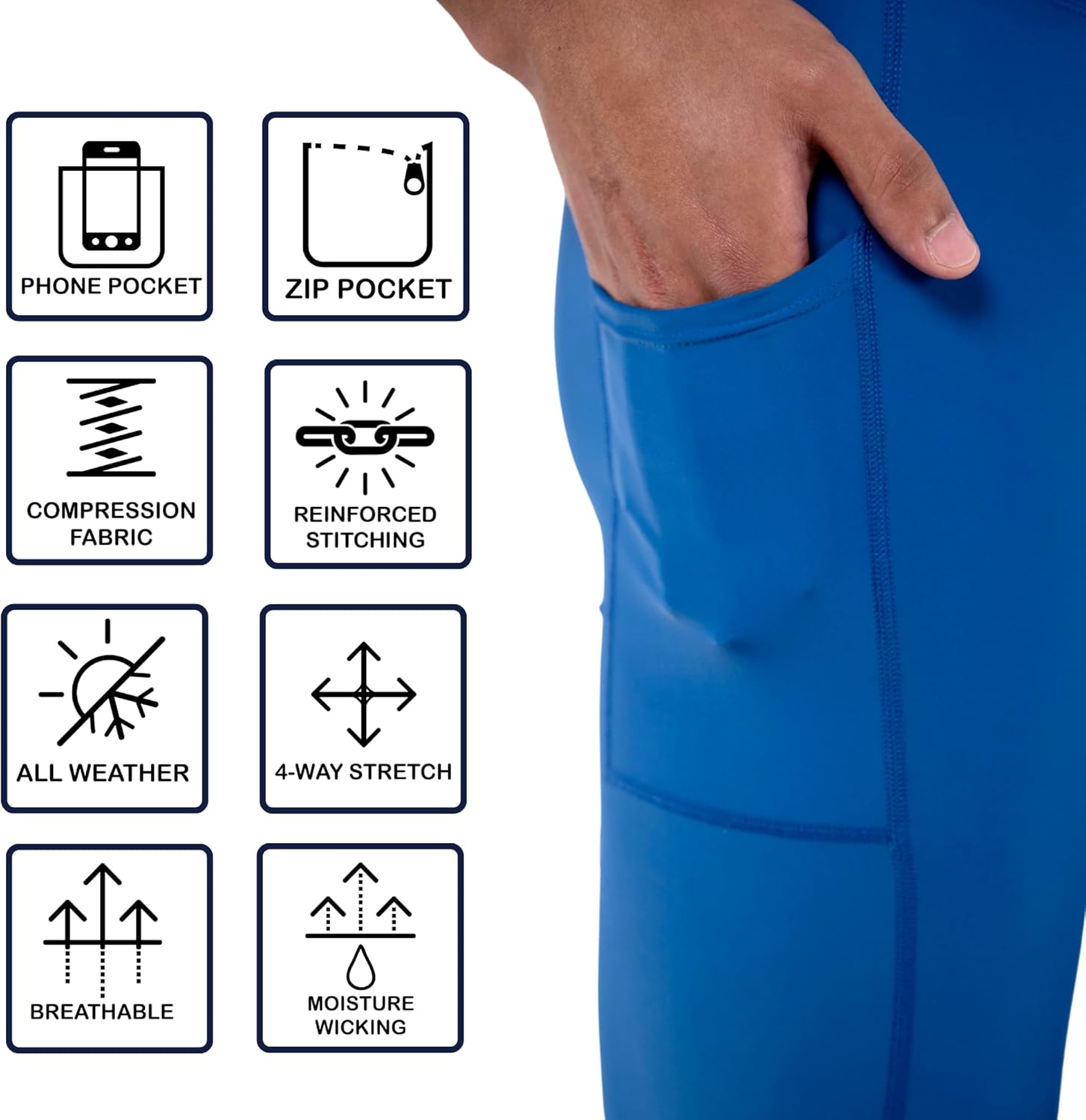 Kapow Meggings Men's Performance Leggings with Removable Front Pad - Sporty Compression Leggings with Pockets - Image 5