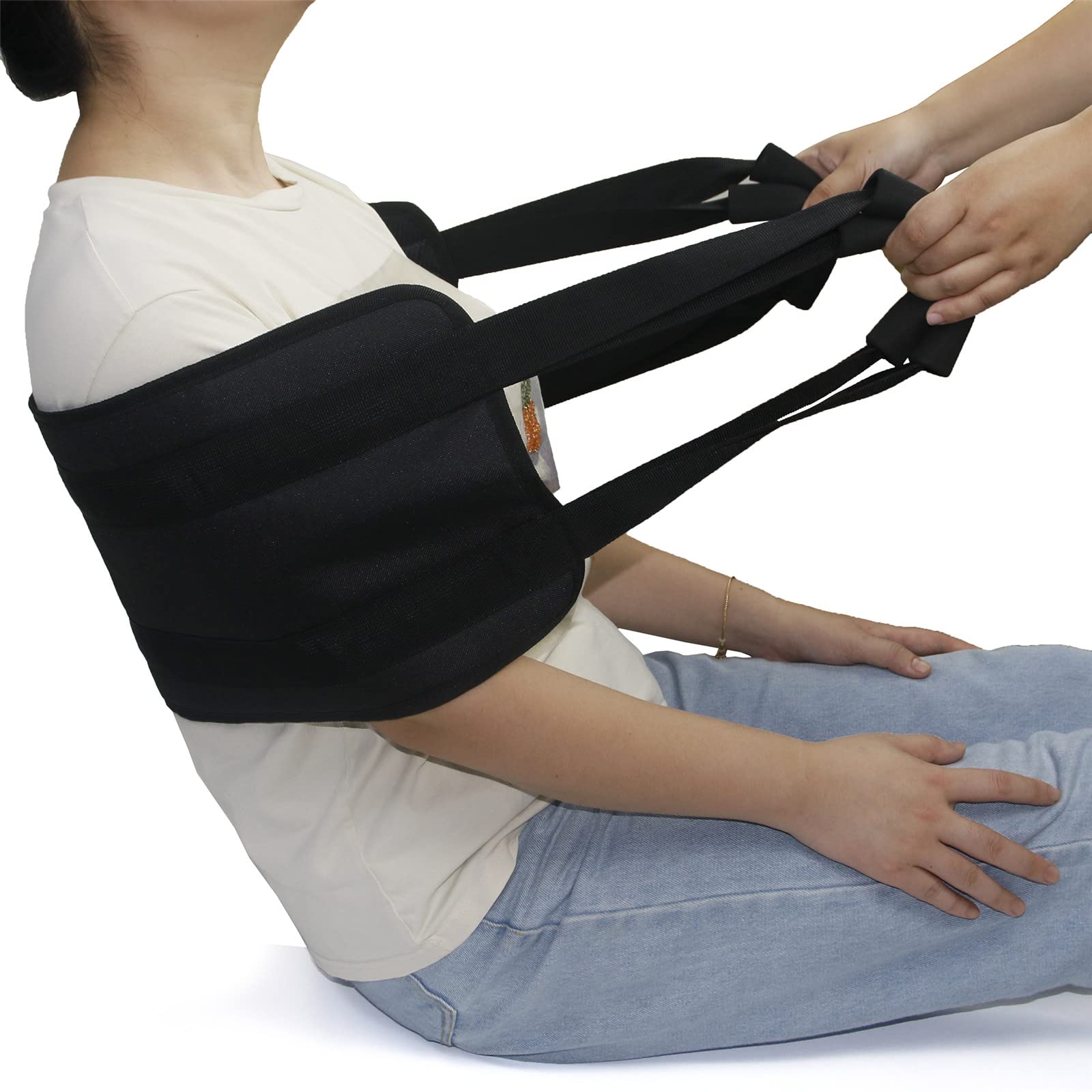 Cintura di trasferimento per letto da 80 cm, con manici imbottiti, per anziani, anziani, anziani, feriti, cintura di mobilità sicura per la cura del paziente