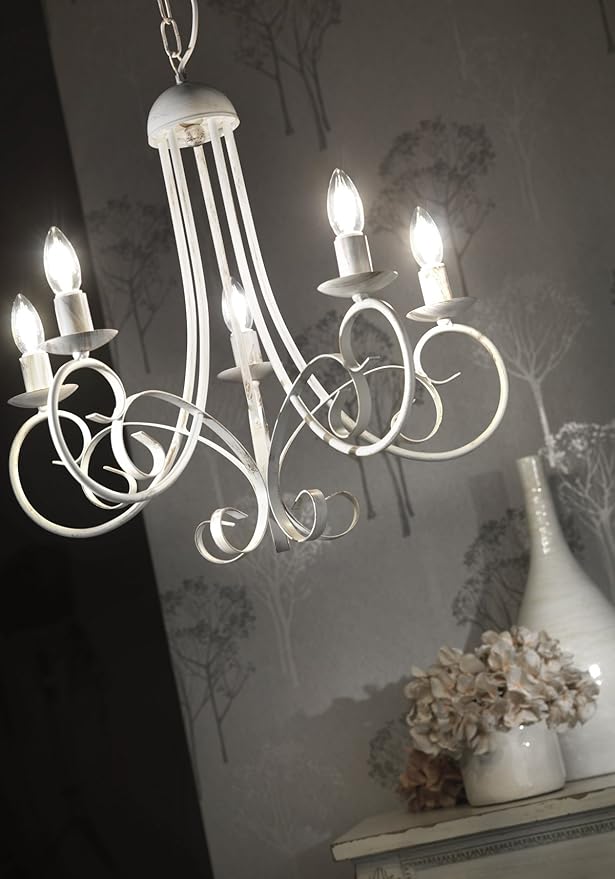 ONLI ONLI Pompei kroonluchter 5 lampen klassiek elegant metalen frame wit photo 2