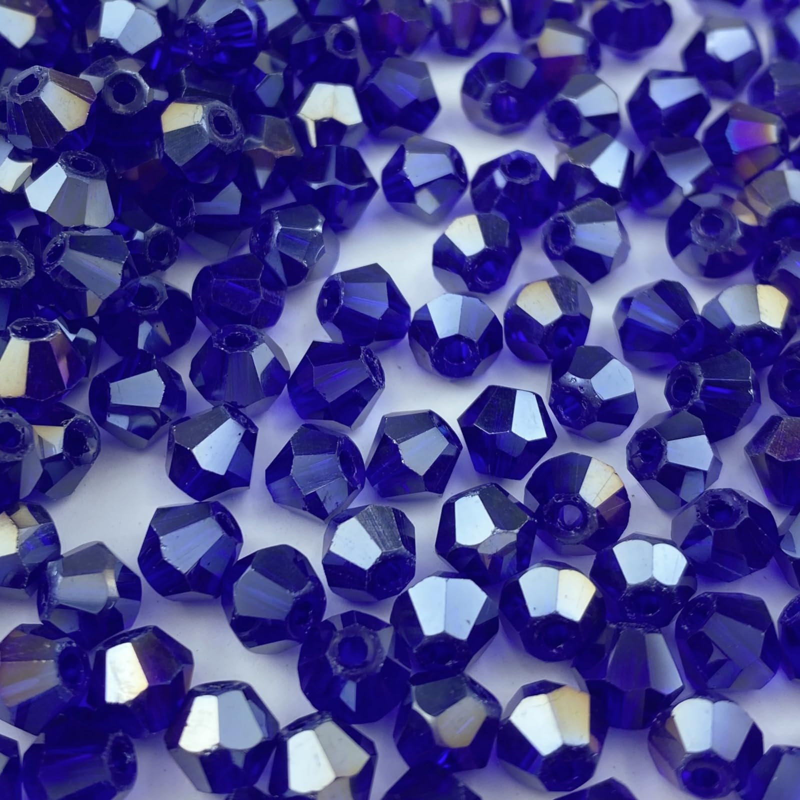 400pcs Bicone Crystal Beads 4mm Crystal Glass Beads Bulk Faceted Bicone Crystal Glass Beads for Necklace Bracelet Earrings DIY Jewelry Crafts Making Supplies(Sapphire Blue AB)