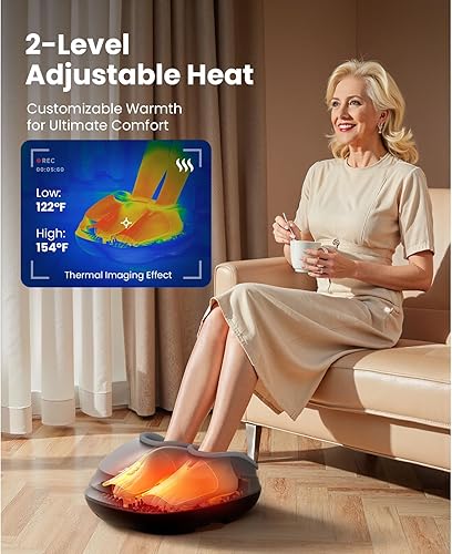 Miniatura 2 de BOB AND BRAD Masajeador de pies con calor, amasamiento profundo Shiatsu y compresión de aire para fascitis plantar, máquina masajeadora eléctrica de