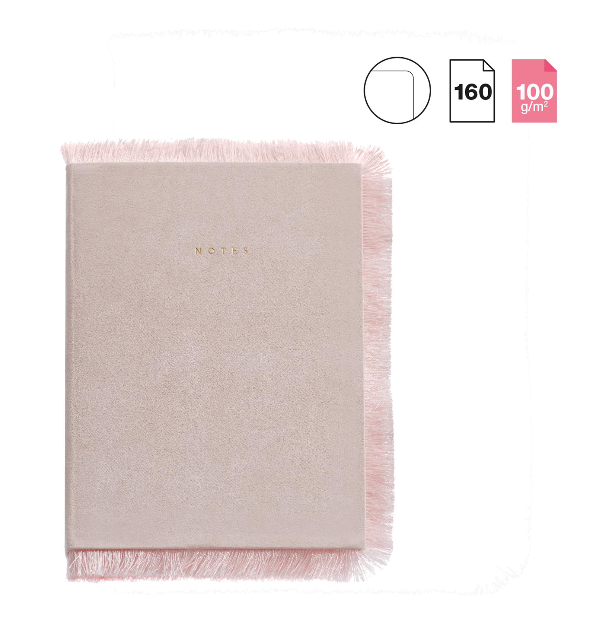 Cuaderno Miquelrius A5 Liso Vintage Lily - Tapa Antelina Con Flecos, 80 Hojas, Papel 100g - Ideal Para Escribir A Mano