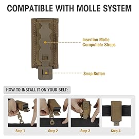VISMIX Pistol Magazine Pouch, Single 9mm Mag Pouch with Quick Release Kydex Insert and MOLLE System Compatible