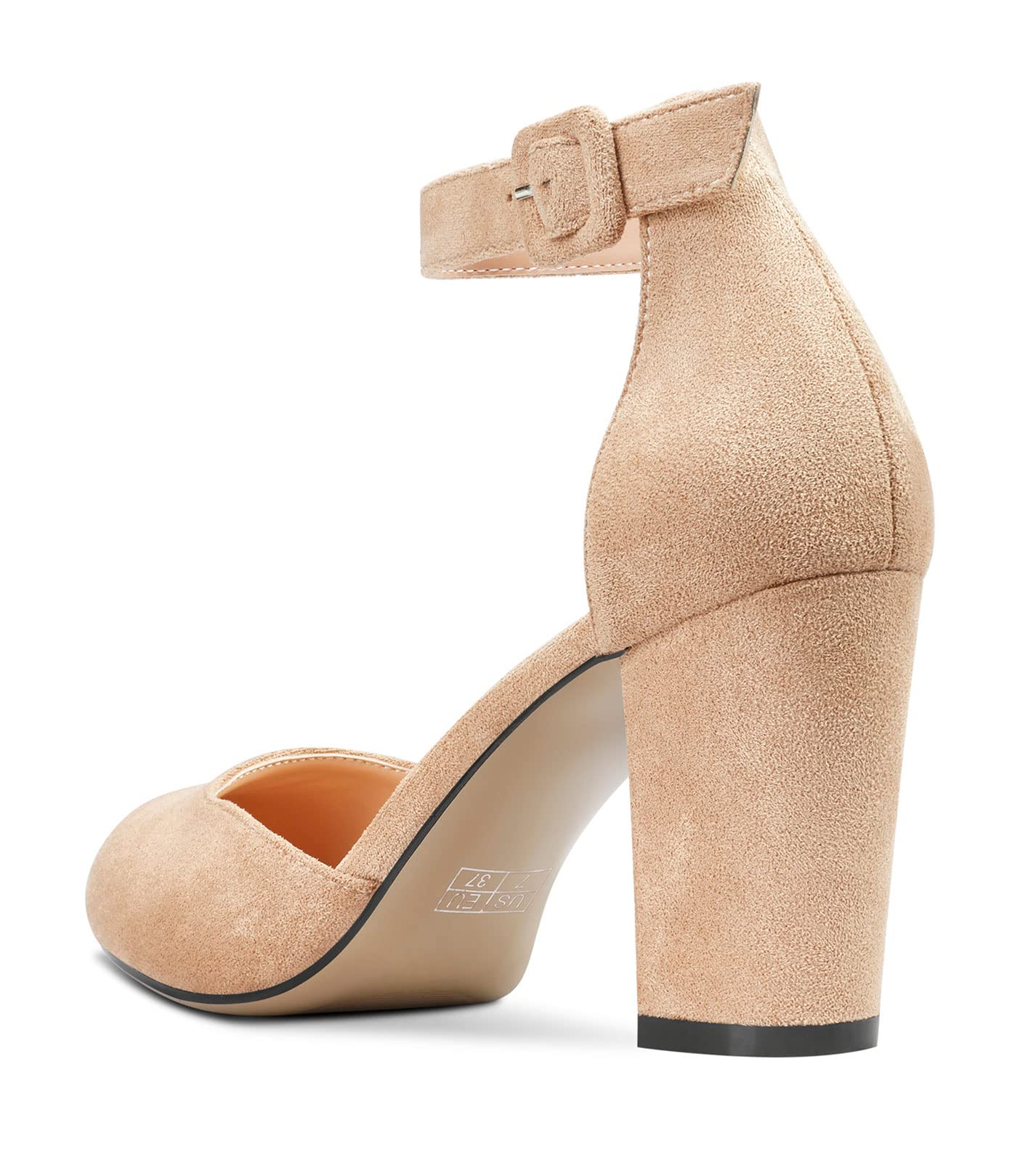 Sandalias de Tacón Medio para Mujer con Correa en Tobillo Talla Grande 8CM