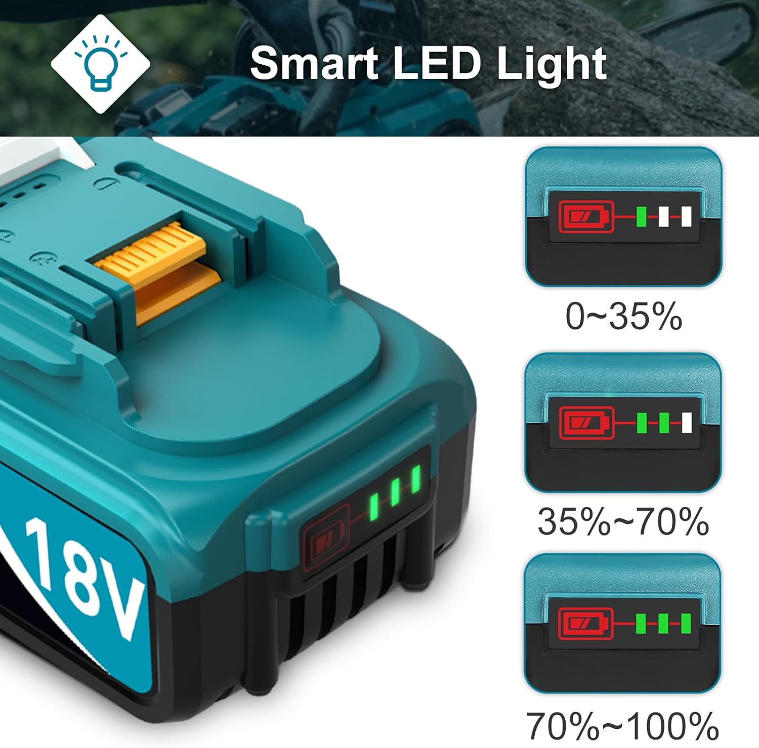 8000mAh 18V Battery Replacement for Makita 18V Battery and Charger DC18RC, Compatible with Makita LXT 18 Volt Batteries Lithium Ion BL1850 BL1840 BL1830 BL1820 BL1815 Cordless Power Tools (Blue) - Image 6