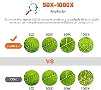 Vista 3 de Elikliv Microscopio, microscopio digital LCD para monedas 1000x, lupa de monedas con 8 luces LED ajustables, vista de PC compatible