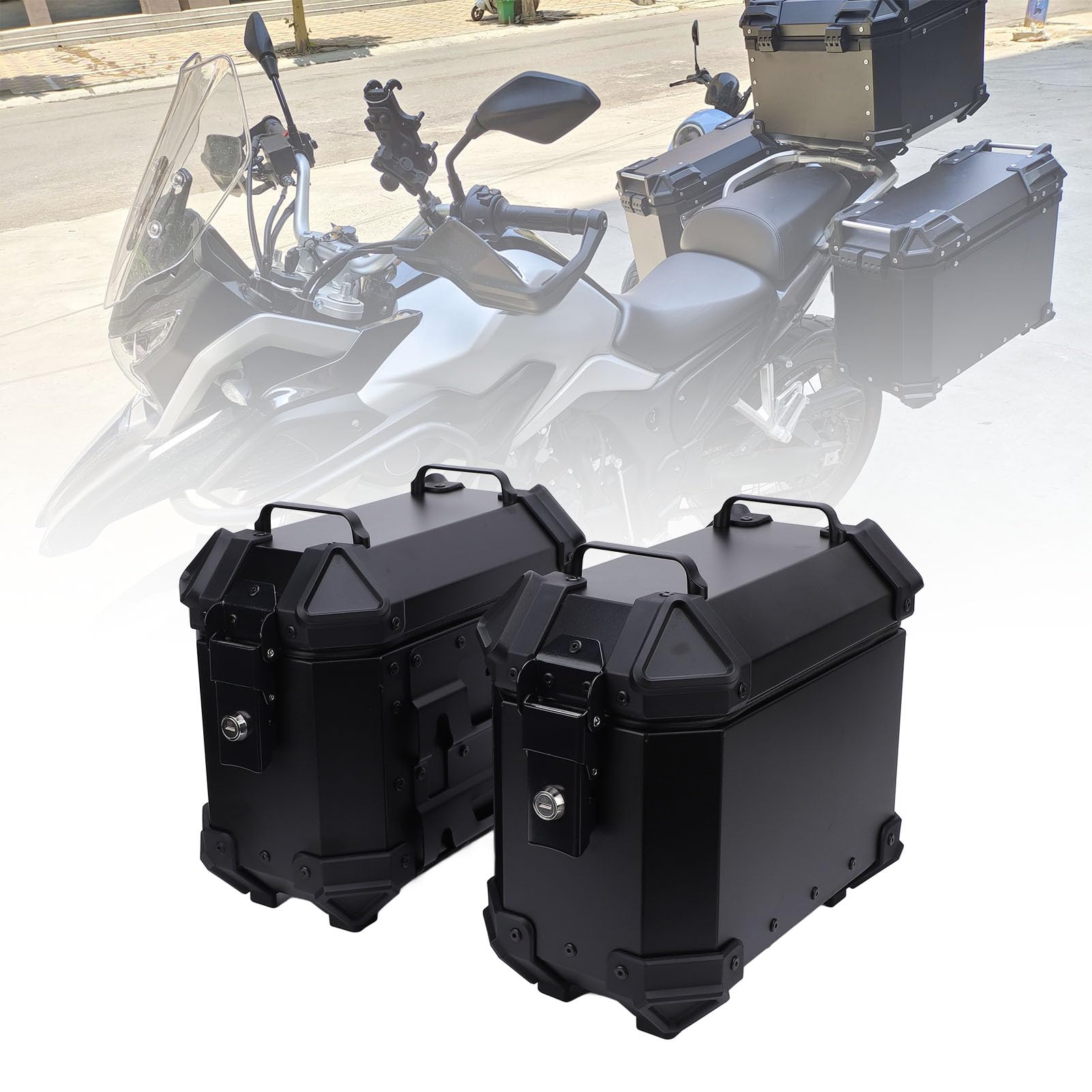 aqxreight 1 Paar Motorrad-Seitenkoffer 18 L Aluminiumlegierung Wasserabweisend