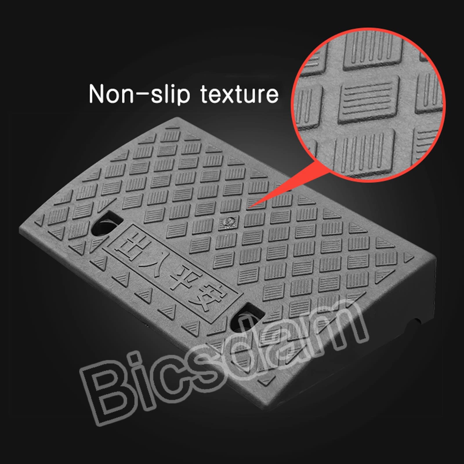 WORDFUN Rampe da Marciapiede in Plastica, 50 * 38cm Rampa di Soglia per Disabili, Rampa per Cordoli Antiscivolo, Rampa A Gradini Altezza 15-19 Cm, per Auto, Sedia A Rotelle, Moto, Bicicletta