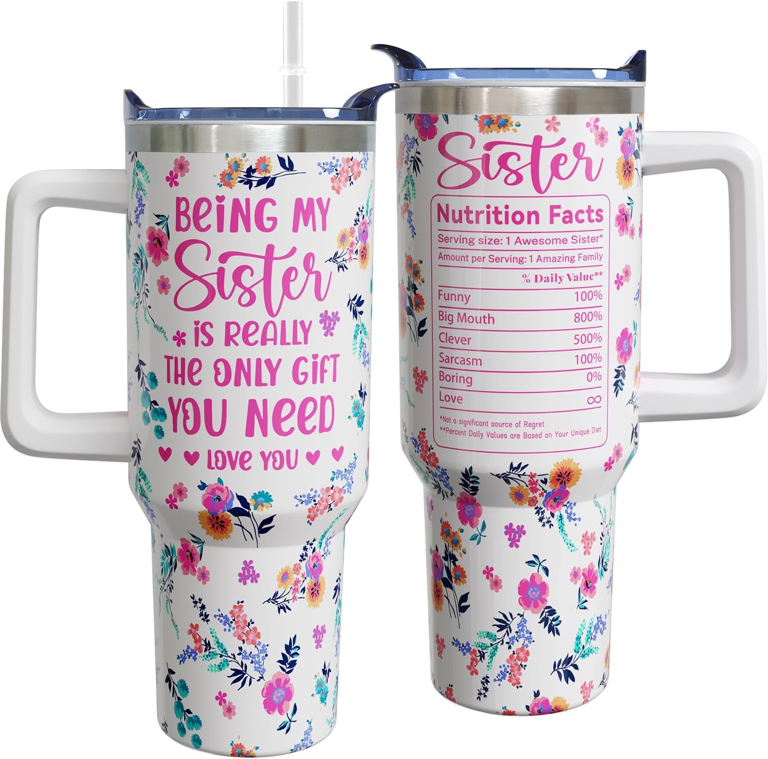 ZORKET 40 oz Sister Cup Tumbler, Valentines Mothers Day Christmas Birthday Gifts for Sisters Gifts from Sister