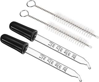 PATIKIL Eye Dropper Kit, 2 Set 1ml Glass Straight Tip Graduated Ear Dropper with Rubber Bulbs Cleaning Brush for Transfer Liquids for Dose and Measurement, Clear