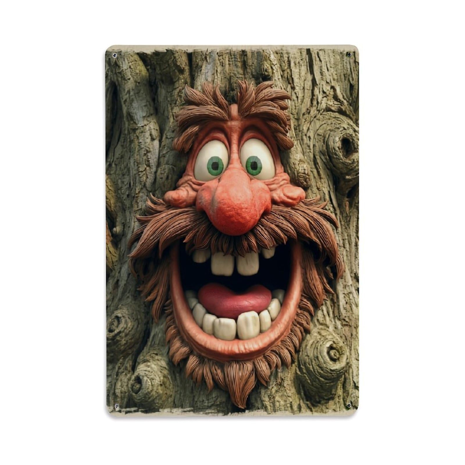 Jdfenggu Vintage Tree Face Carved Wood Art Retro Metal Tin Sign, Decor Art Poster For Bar, Home, Man Cave, Kitchen, Laundry Room Gift 8X12inch