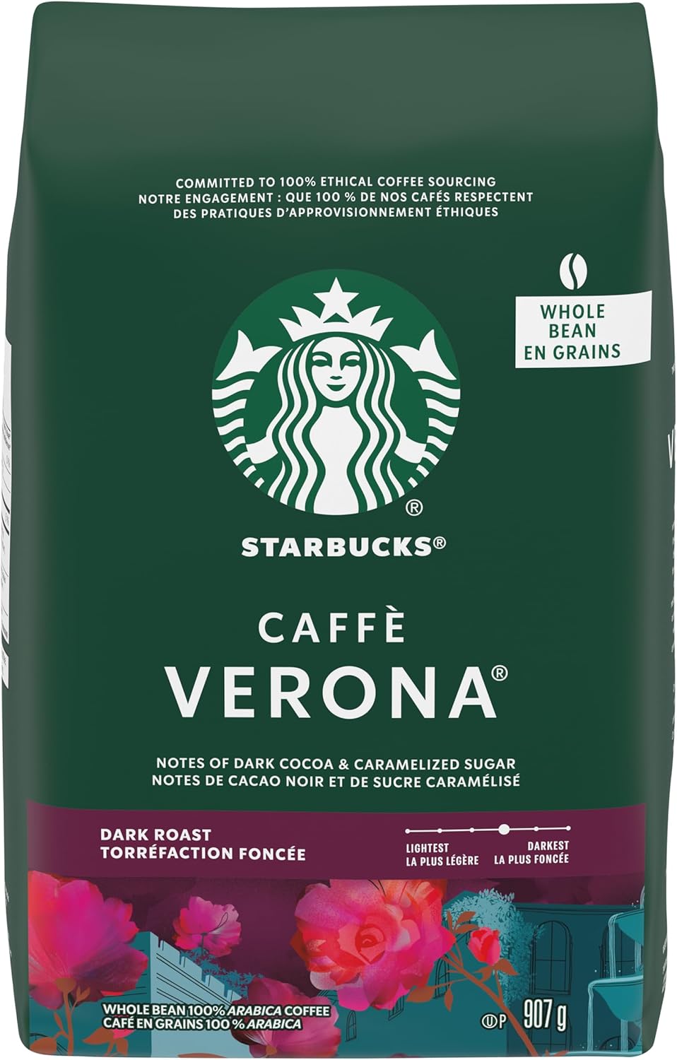 Starbucks Caffe Verona Whole Bean Dark Roast Coffee, 907 Gram