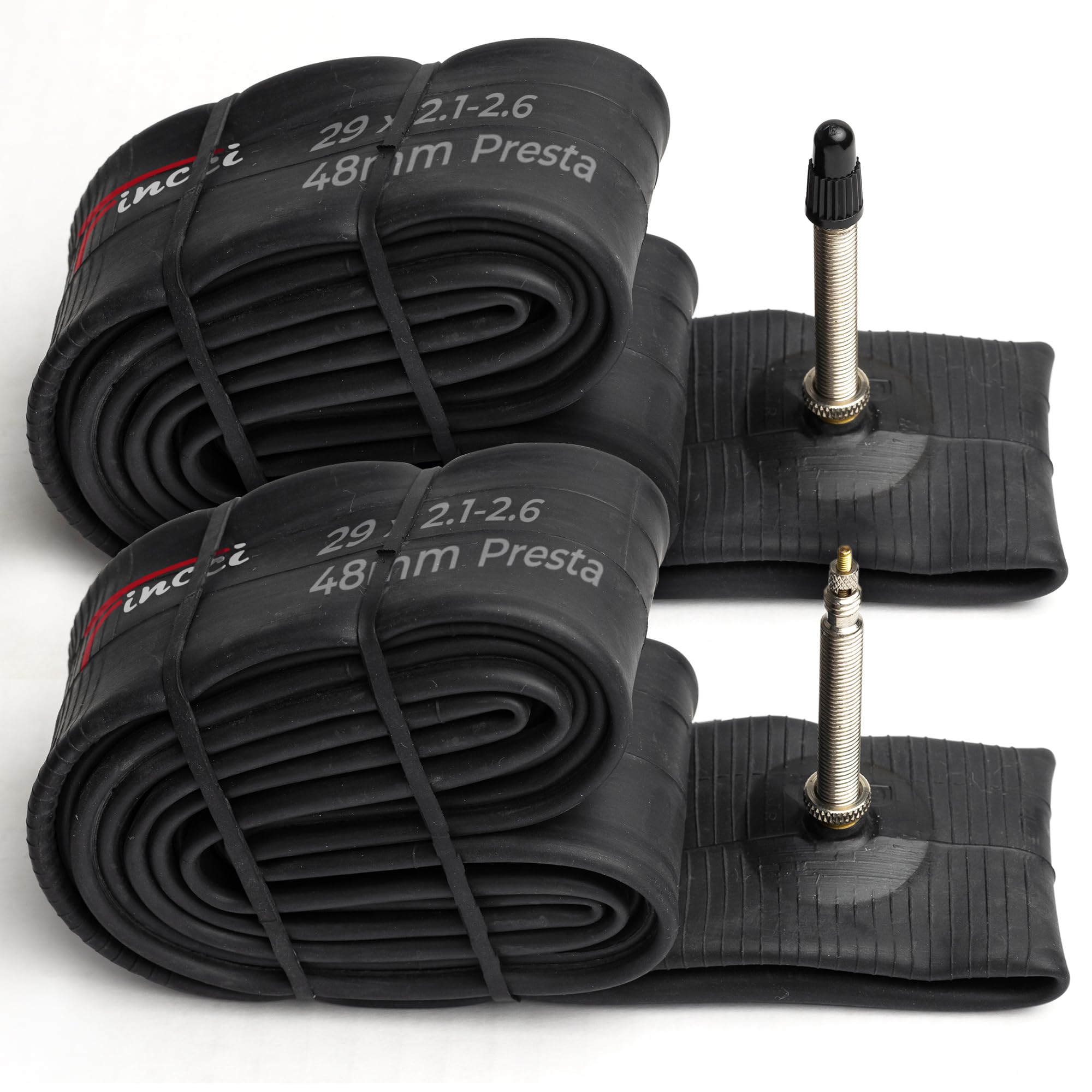 Fincci 29 x 2.1/2.2/2.3/2.35/2.4/2.5/2.6 Inch Bike Inner Tube – 48mm Presta or Schrader Valve – Butyl Rubber – Fits Mountain & Hybrid Bikes – Pack of
