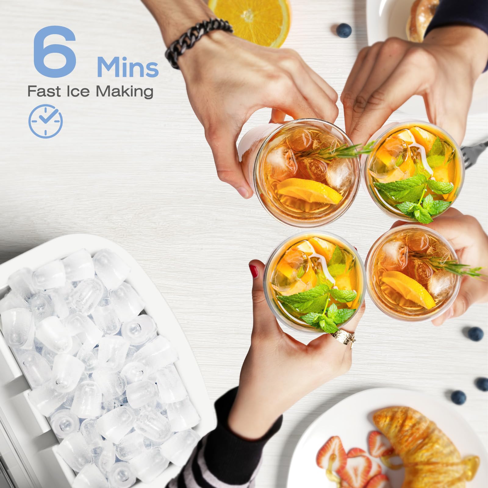 ZAFRO Ice Makers Countertop with Self-Cleaning, 9 Bullet Ice Ready in 6Mins, 26.5Lbs/24Hrs, Portable Ice Maker with Handle/Ice Scoop/Basket for Home/Kitchen/Camping, Red on Fridge.com