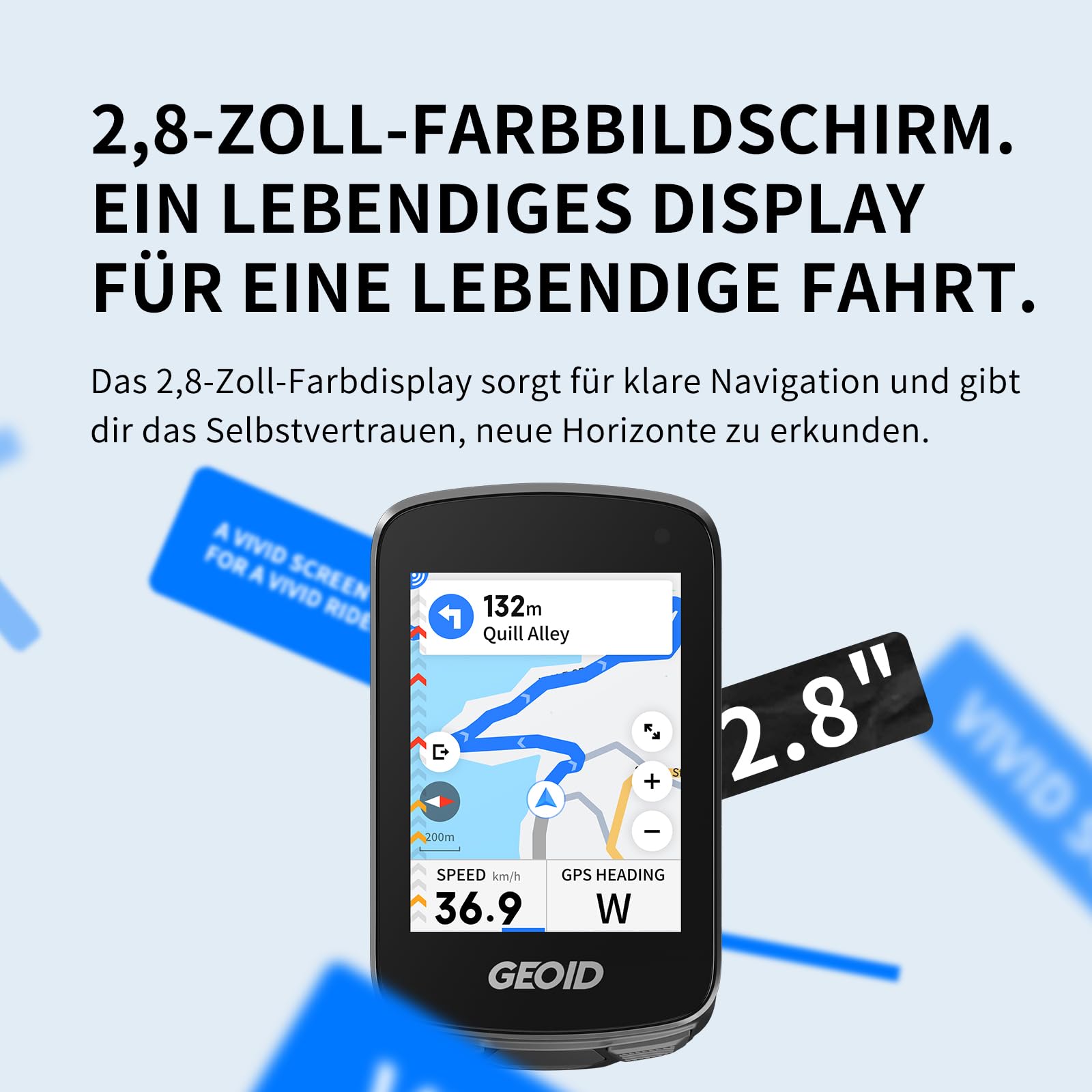 GEOID CC700 Pro GPS Fahrradcomputer mit 2,8 Zoll Touchscreen Farbbildschirm – Kabelloser Fahrradtacho mit Karten-Navigation, ANT+ & Bluetooth, IPX7 wasserdicht, 15-25 Std. Akkulaufzeit