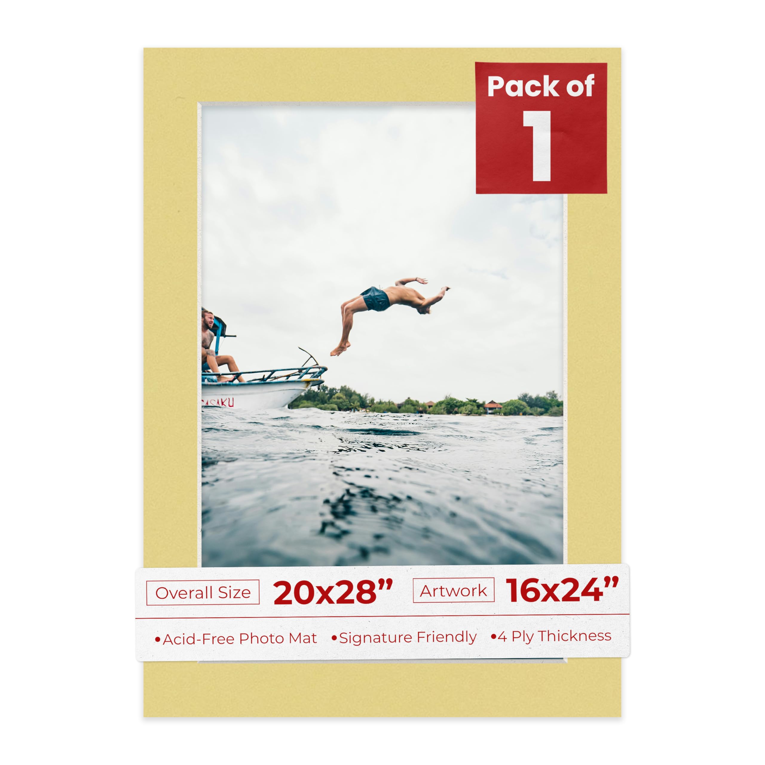20x28 Mat Bevel Cut for 16x24 Photos - Acid Free Soft Yellow Precut Matboard - For Pictures, Photos, Framing - 4-ply Thickness-image-22