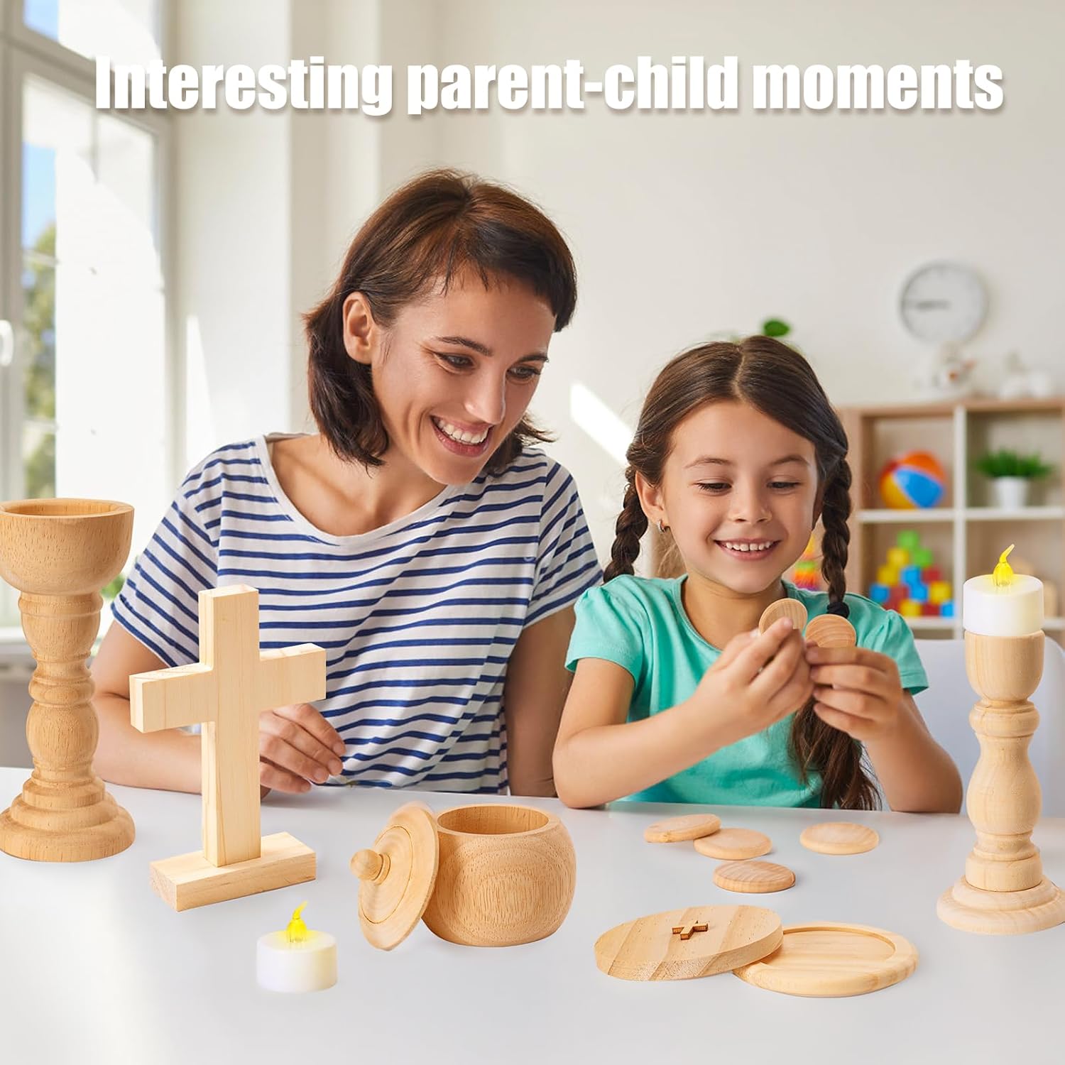 First Communion Gifts for Girls Boys - 16pcs Wooden Play Set with 1pcs Ornament Wooden Mass Toy Set Unique for Kids Classroom Funny and Practical