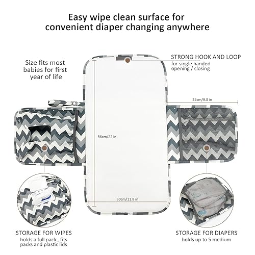 Miniatura 6 de Cambiador de bebé portátil con correa para el hombro impermeable viaje pañal Mat (onda)