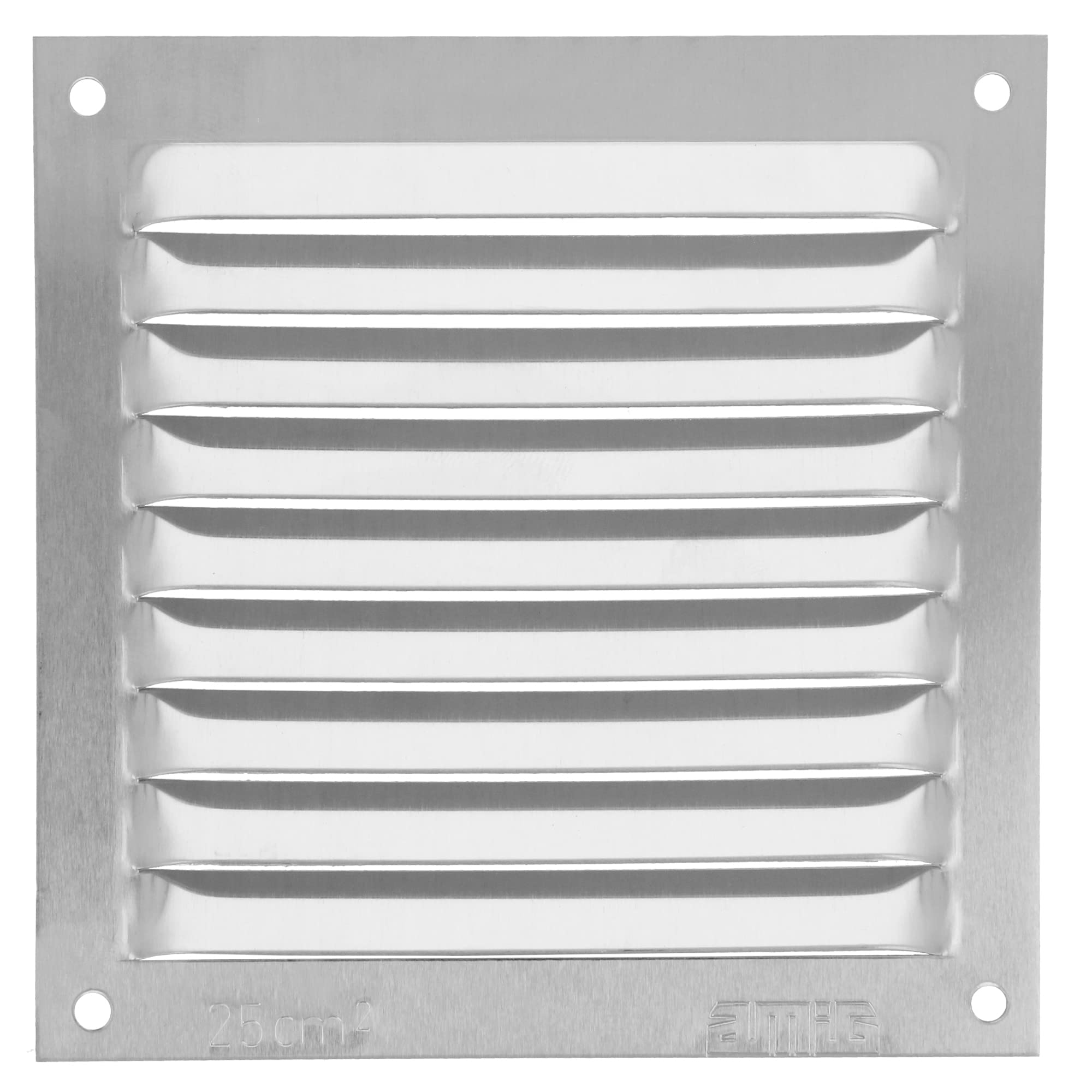 Amig - Square Aluminium Air Vent Grille, Silver, 100 x 100 mm