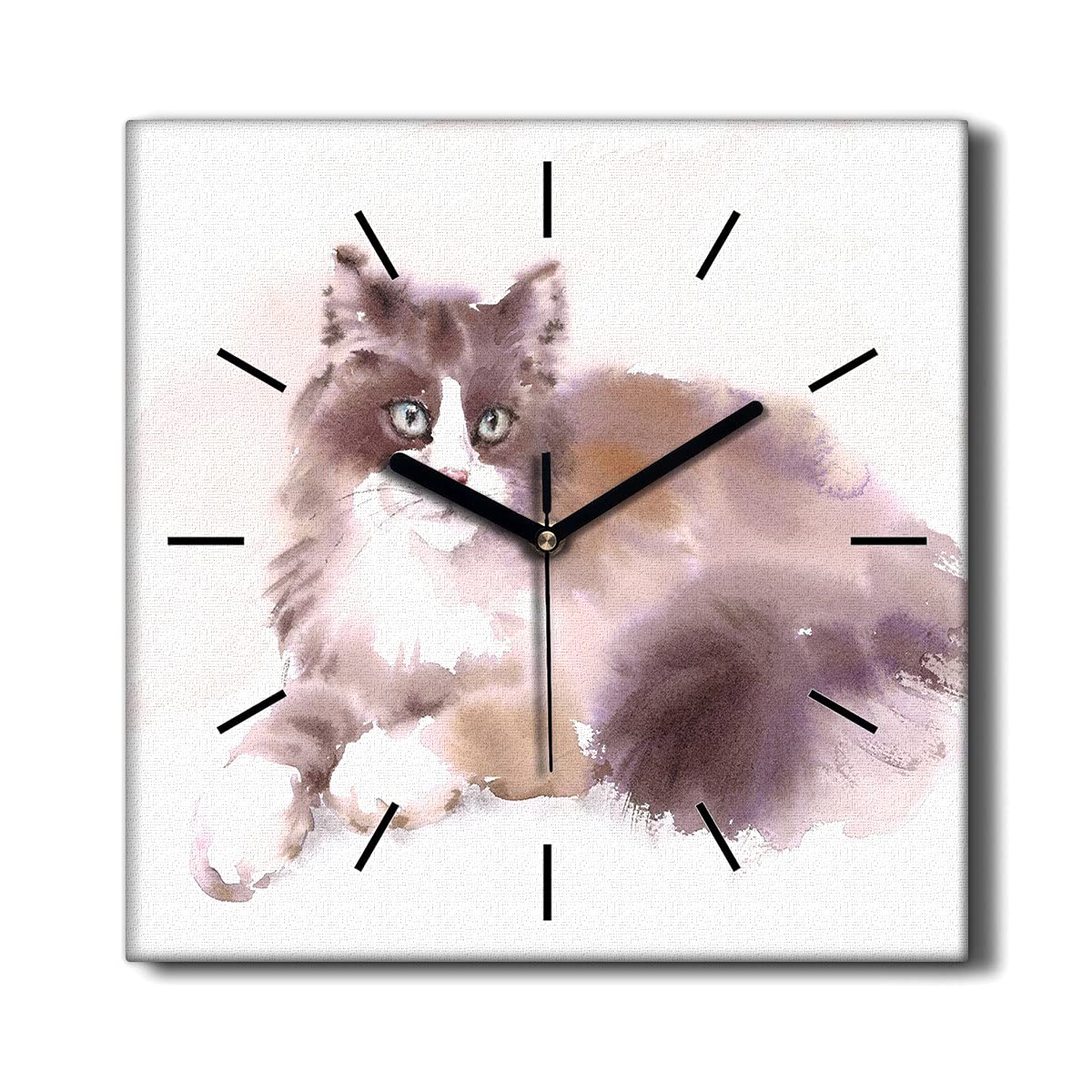 Horloge sur toile haut de gamme animaux aquarelle salon calme