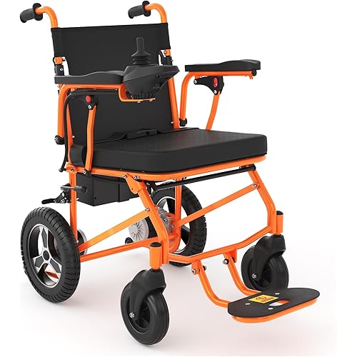 Electric Wheelchairs for Adults Lightweight Foldable,20 Miles Motorized Wheelchairs,Foldable Power Wheelchair,Orange,500W Motor