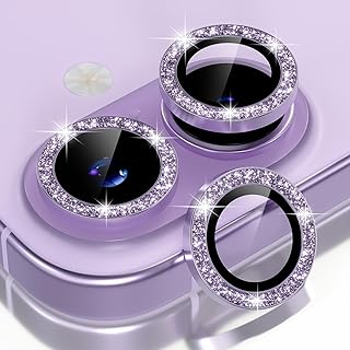 Choiche for iPhone 17 Camera Lens Protector Bling, Glitter-Purple