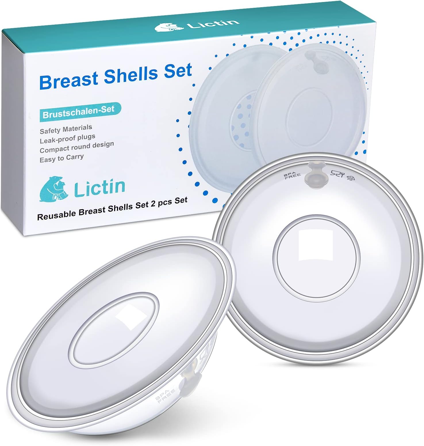 Lictin 2 Pcs Reusable Breast Milk Collection Shells, Breast Shells Nursing Cup Soft Milk Saver, Flexible Anti-Overfill Breast Pad for Breastfeeding, Collect & Save