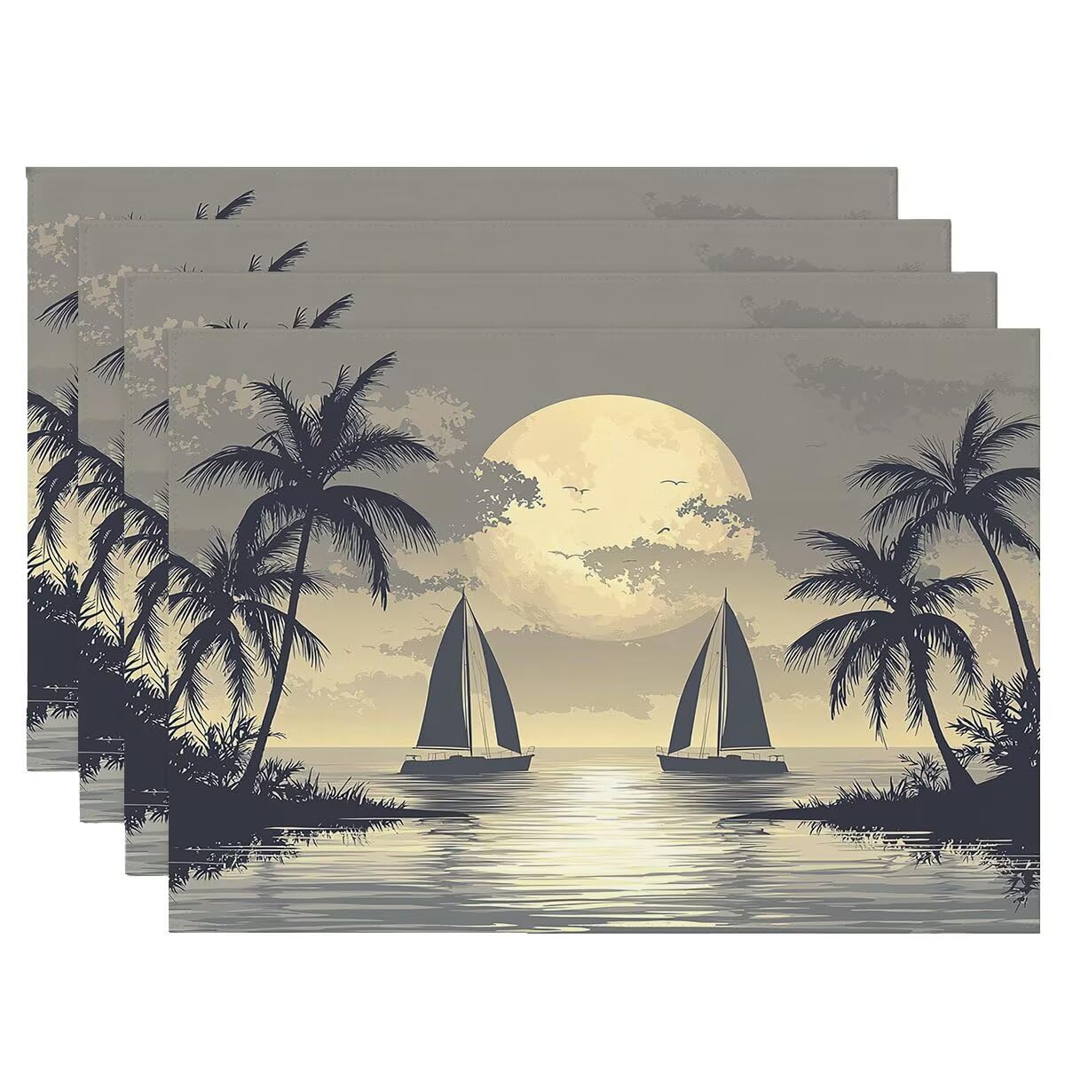 Sets de table rectangulaire 48x35cm lavable gris resistant chaleur lot de 4