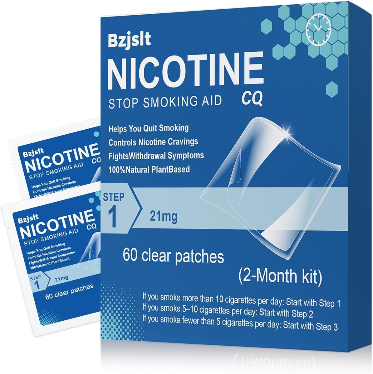 Step 1 Nicotine Patches, 21mg Quit Smoking Aids Patches, Helping Quit Patch, Each Patch Provides a 24-Hour Nicotine Transdermal Effect, 60 Counts Quit Smoking Stickers That Work 2 Months