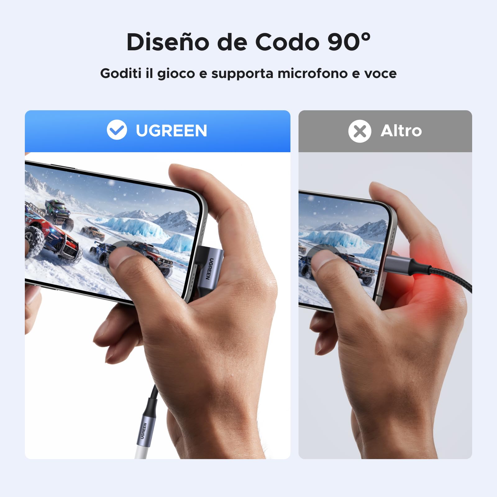 UGREEN Adaptateur USB-C vers Jack Audio 3,5 mm à Angle Droit 90 Dépenser avec Puce DAC, Compatible avec iPhone 17/17 Air/17 Pro/17 Pro Max, Série Galaxy S25, iPad, Mac