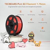 Vista 5 de TECBEARS Filamento PLA para impresora 3D, filamento PLA de 0.069 pulgadas, filamento de impresión 3D cuidadosamente enrollado, precisión dimensional