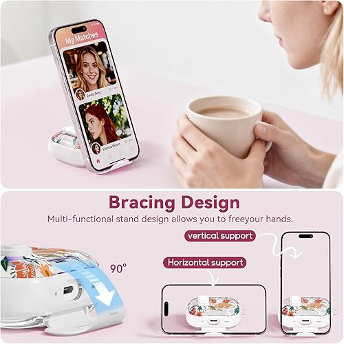 Miniatura 3 de Funda con bloqueo de seguridad para AirPods Pro de 2 generación de 1 generación, funda transparente floral linda para AirPods Pro 2 con soporte para