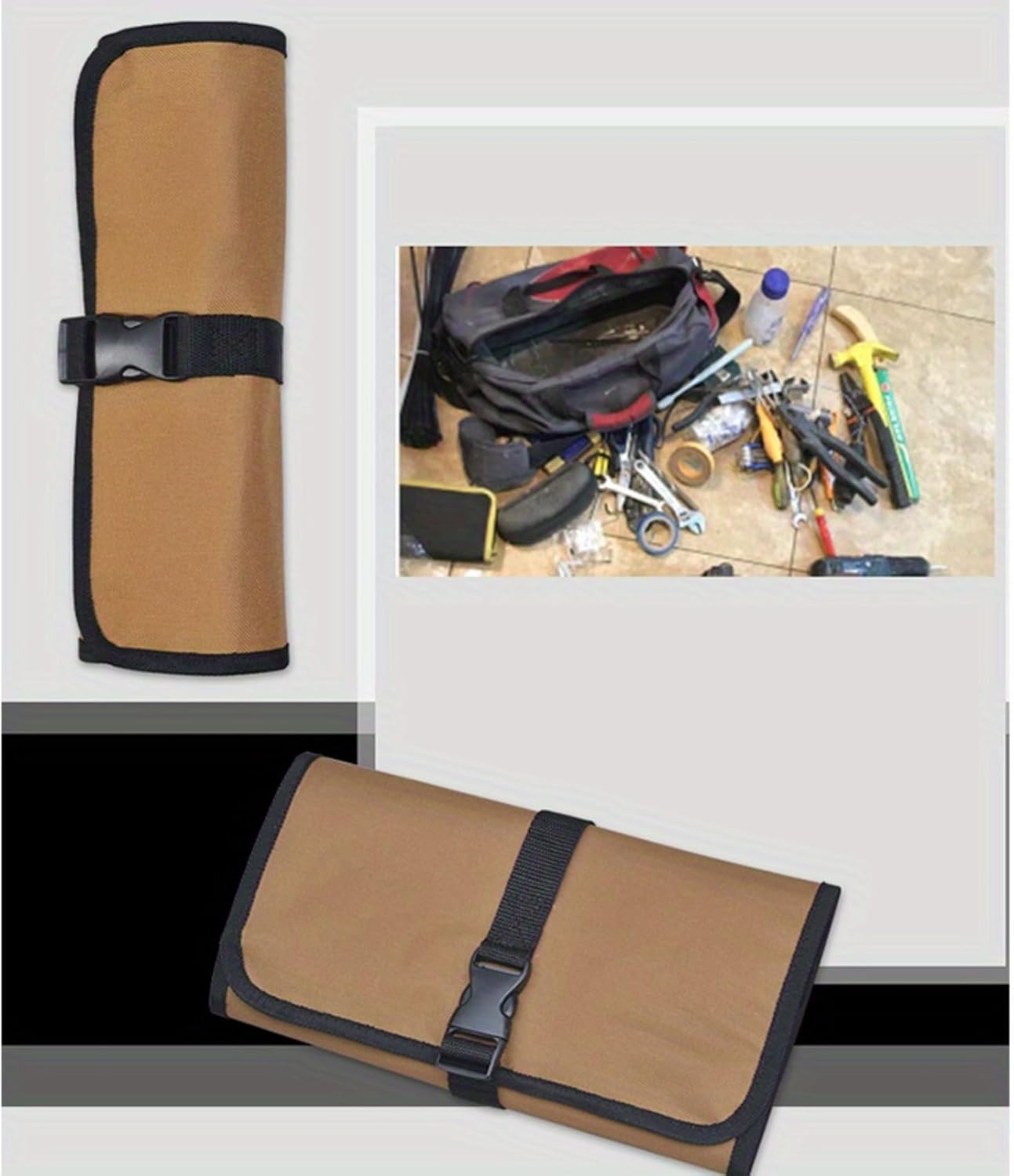Multi-Pocket Tool Bag for Wrenches, Screwdrivers, and Accessories, Durable Portable Tool Storage Bag with Buckle
