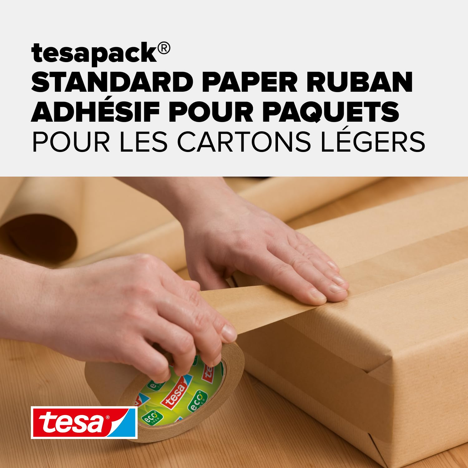 Tesa tesapack STANDARD PAPER Ruban d’emballage en papier Marron 3 rouleaux 50 m x 50 mm