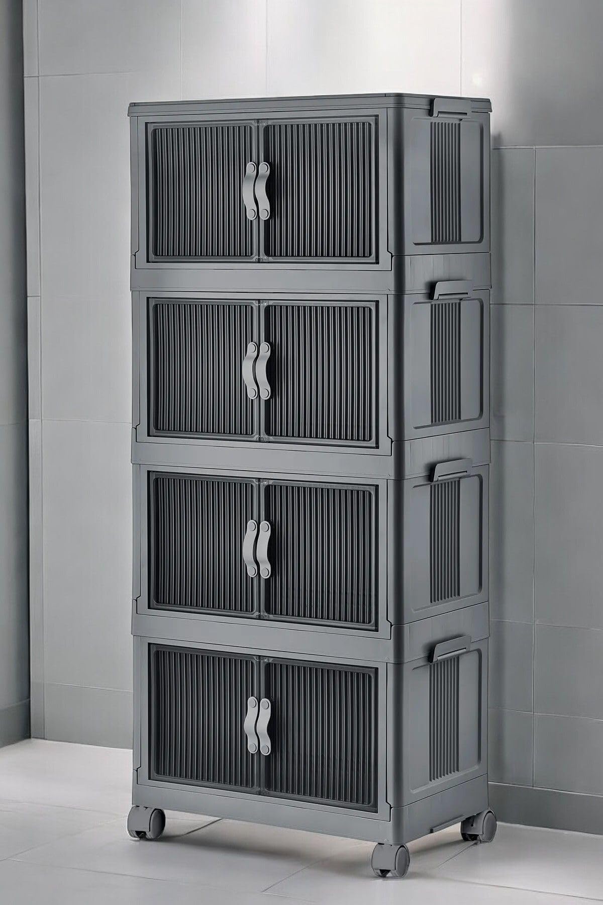 Evle Katlanabilir Modüler Dolap 4 lü 54 cm x 31,7 cm x 127 cm